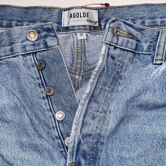 Agolde Women's Distressed Denim Shorts - Blue - Picture 6 of 8